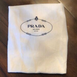 Prada Soft pull tie top medallion logo print Storage bag